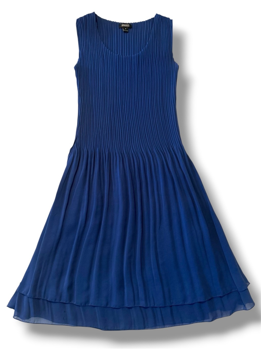 🎀 Veeca Pleated Sleeveless Midi Dress in Royal Blue by Uniqlo